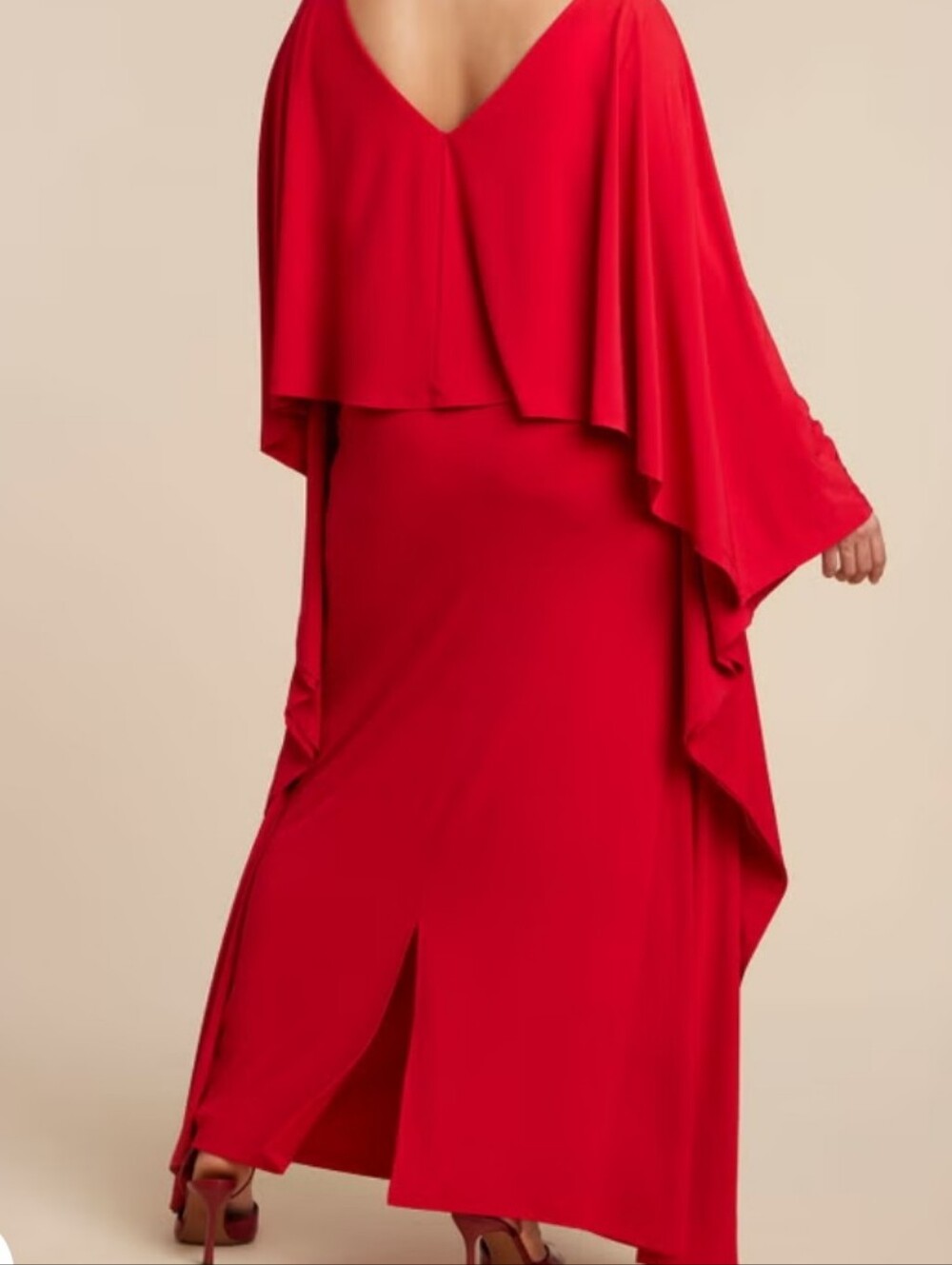 Eloquii Red Maxi Dress Sz 16 with Draped Sleeves - Picture 3 of 7